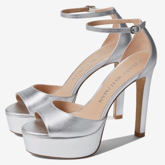 🌹STUART WEITZMAN🌹 Discoplatform Silver Platform Sandal Size: 8.5 - Picture 1 of 16